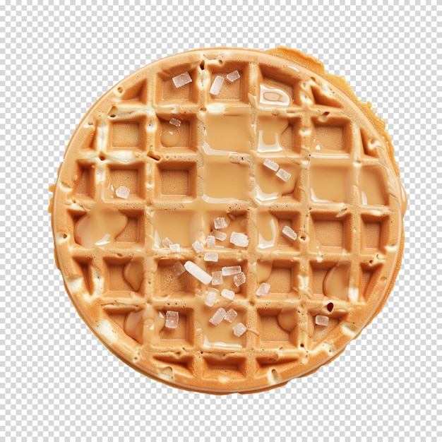 Golden waffles isolated on transparent background