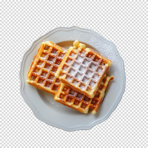 Golden waffles isolated on transparent background