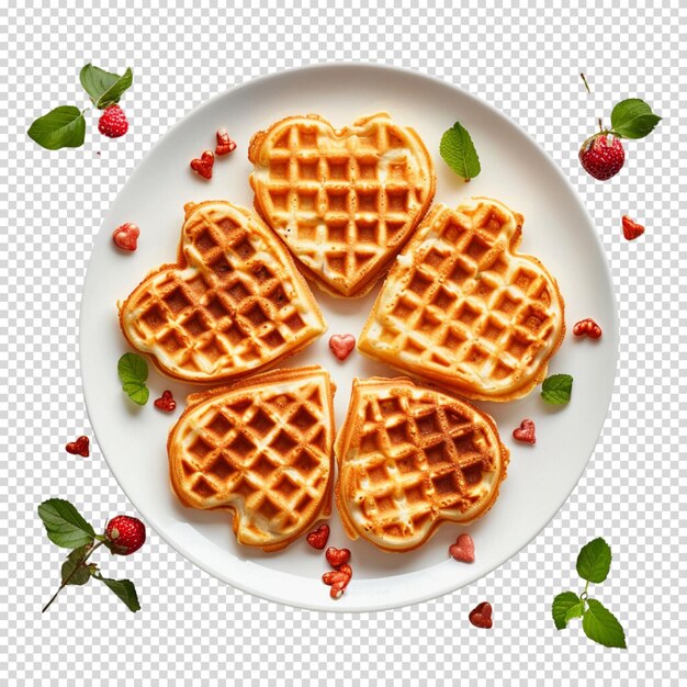 PSD golden waffles isolated on transparent background