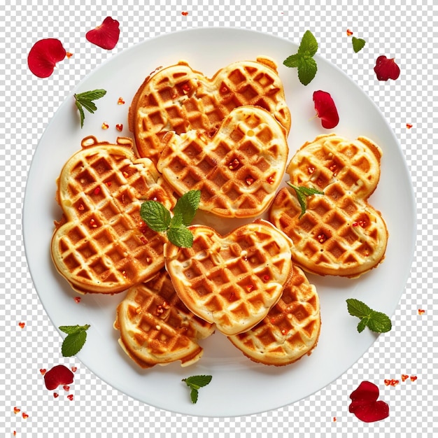 Golden waffles isolated on transparent background