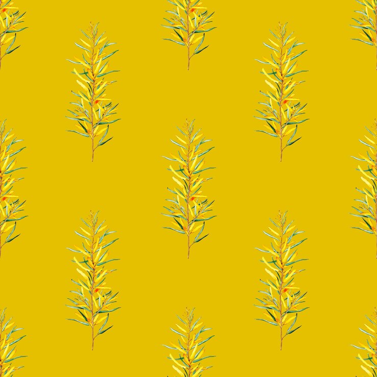 PSD golden wattle pattern yellow background acacia seamless texture watercolor flower wrapping fabric