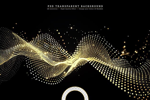 PSD golden wave on transparent background