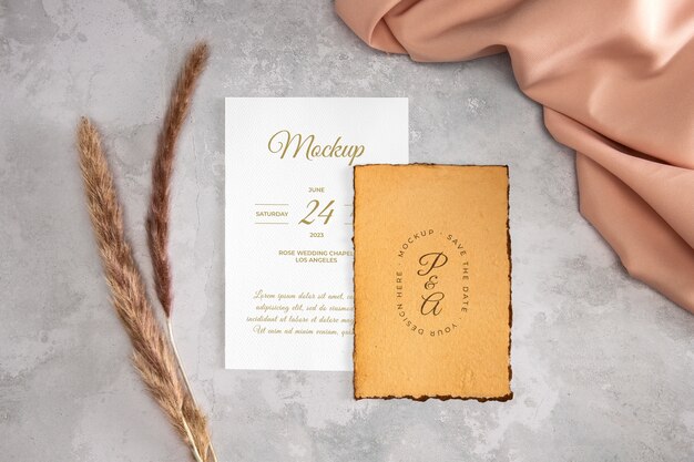 PSD golden wedding invitation mockup