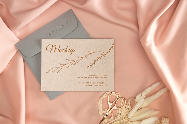 Golden wedding invitation mockup