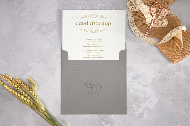 Golden wedding invitation mockup