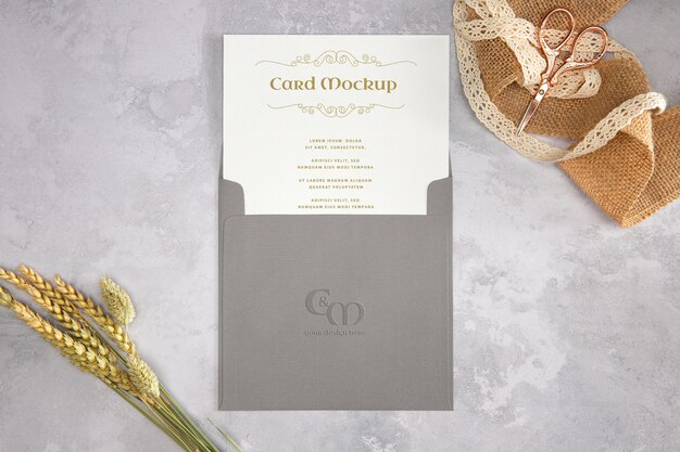 PSD golden wedding invitation mockup