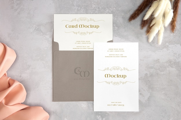 Golden wedding invitation mockup