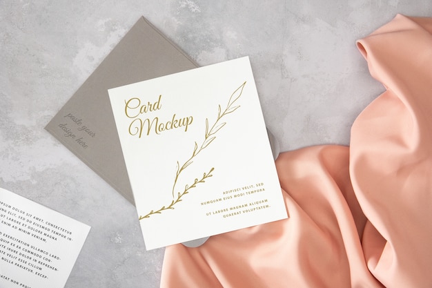 Golden wedding invitation mockup