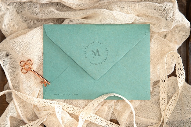 PSD golden wedding invitation mockup