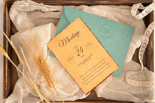 PSD golden wedding invitation mockup