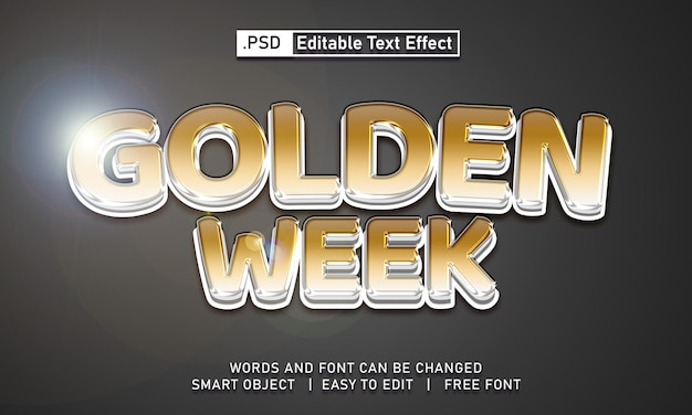 PSD golden week text effect