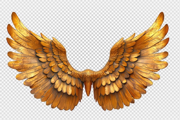 PSD golden wings isolated on transparent background generative ai