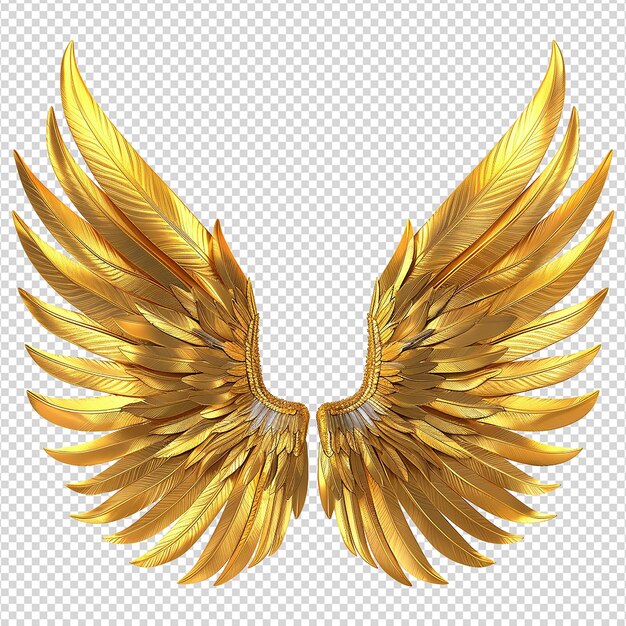 Golden wings ornament isolated on a transparent background png