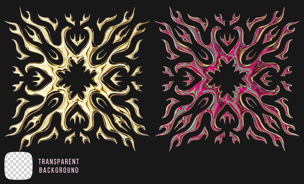 Golden y2k abstract vorm 3d rendering psd