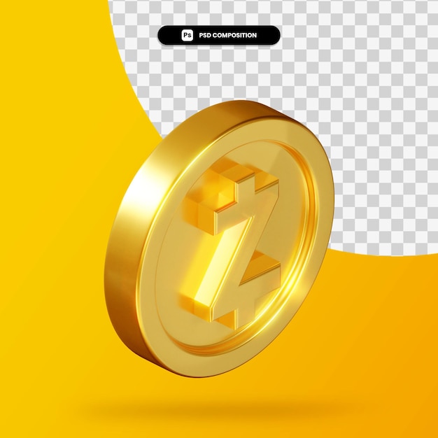 Golden Zcoin coin 3d rendering isolated