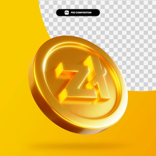 PSD golden zloty coin 3d rendering isolated