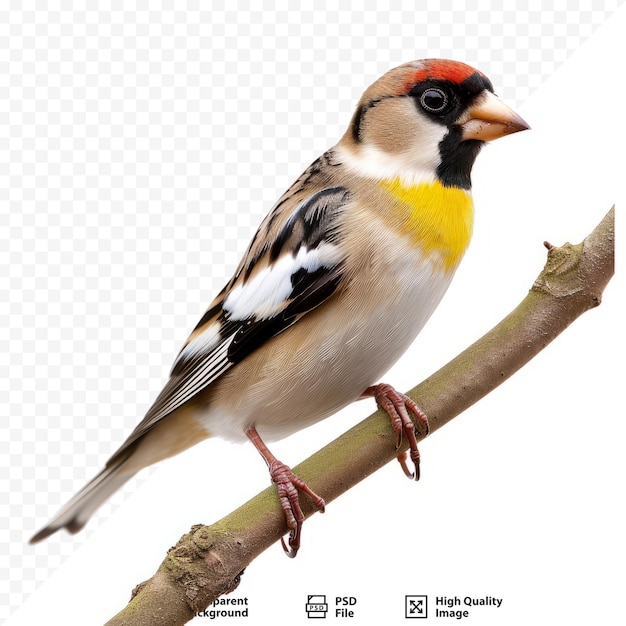 PSD goldfinch perched on a branch