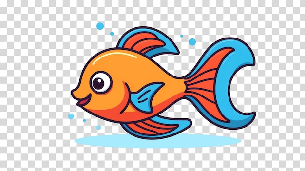 PSD pesce rosso in stile cartone animato png su sfondo trasparente illustrazione vettoriale