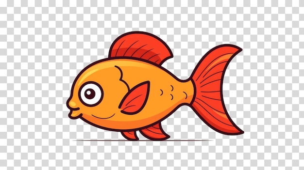 Goldfish in cartoon style png on transparent background vector illustration
