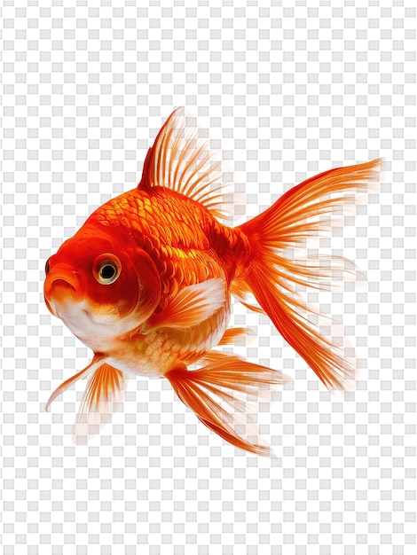 PSD a goldfish with a white nose and a red tail on a transparent background