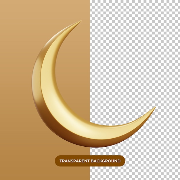 Goldislamicmoonicon3dillustrationwithtransparentbackground