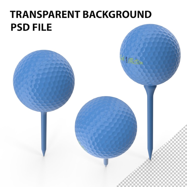 PSD golf ball and tee blue png