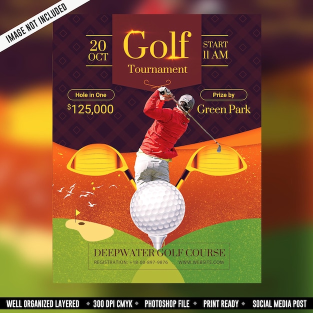 Golf club sport poster flyer template