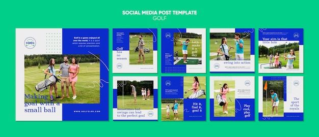 Modello di post sui social media di concetto di golf