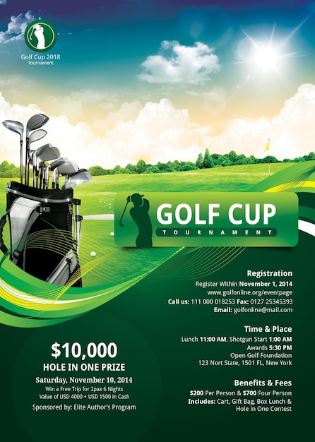 PSD golf flyer strona przednia a4