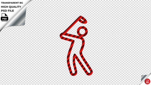 PSD golf player vector icon red striped tile psd transparent