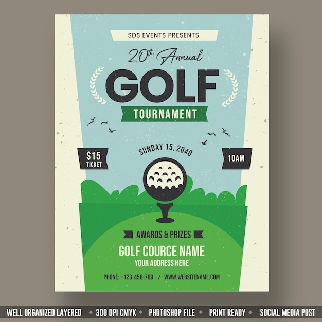 Golf Tournament Sports poster flyer template