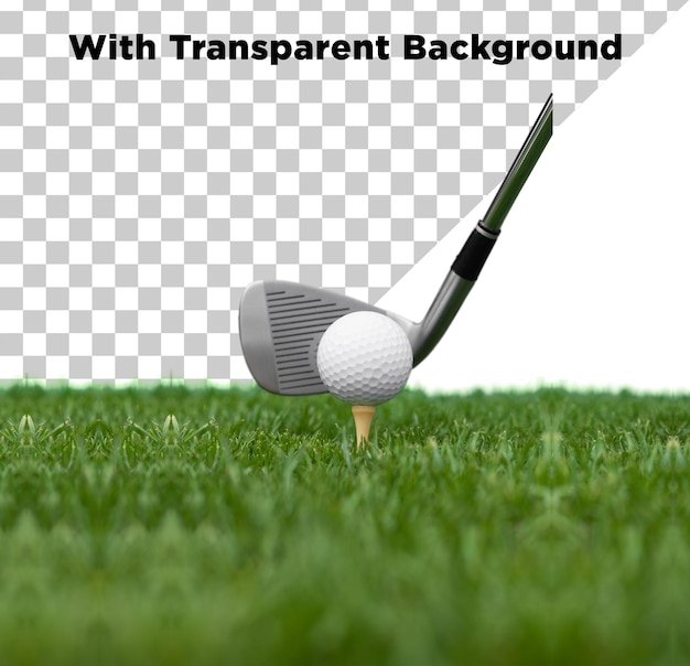 Golfbal slaan op gras geïsoleerd op doorzichtige achtergrond