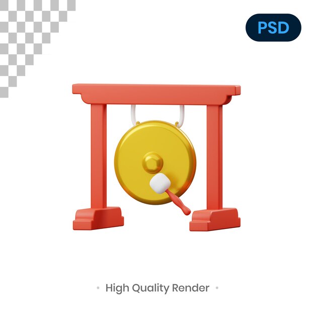 Gong 3d render illustration premium psd