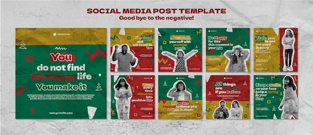 PSD good bye to the negative instagram posts design template