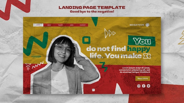 PSD good bye to the negative landing page design template