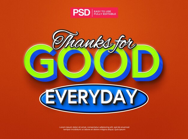 Good everyday 3d text effect