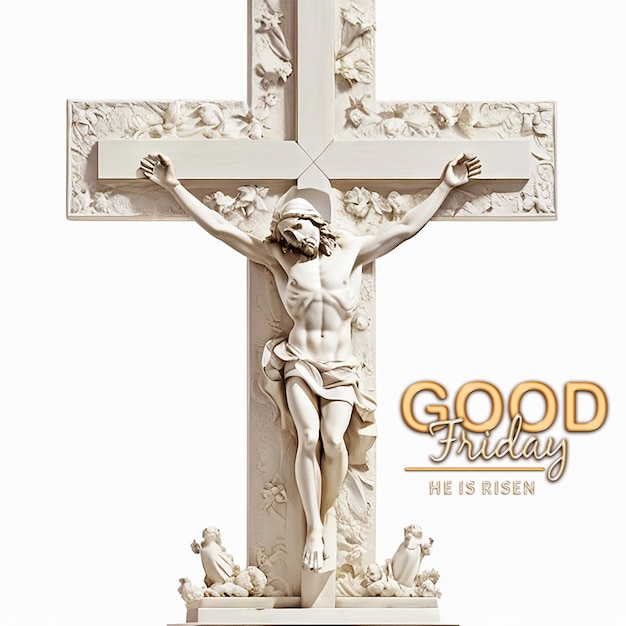 PSD good friday background with crucifixion of jesus christ on golgotha