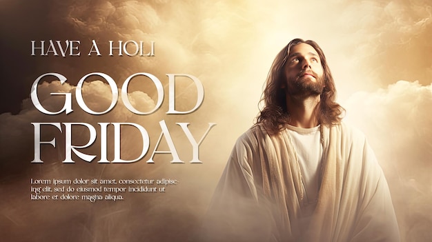 PSD good friday banner template with jesus christ background
