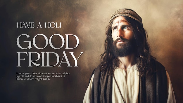 Good friday banner template with jesus christ background