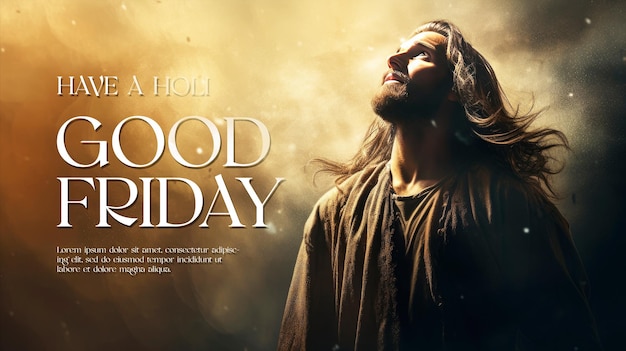 Good friday banner template with jesus christ background