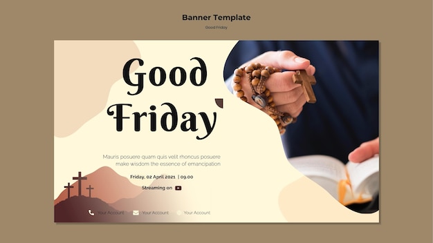 PSD good friday banner template with photo