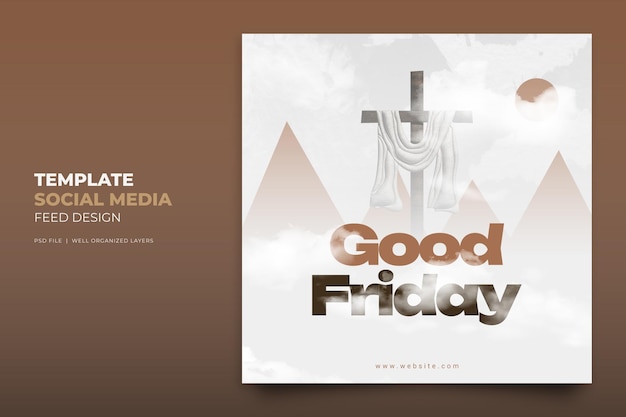 PSD good friday blessings with jesus cross social media instagram post