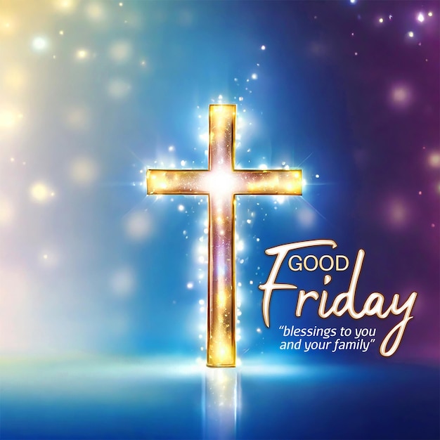 PSD good friday cross with bokeh light background