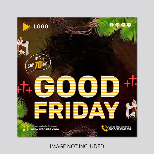 PSD good friday and crown thorns sale instagram and social media post and banner template