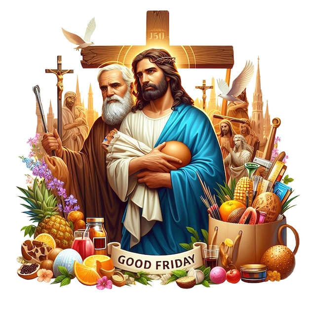 PSD good friday jesus christ colorful design