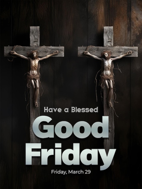 PSD good friday poster template with cross background