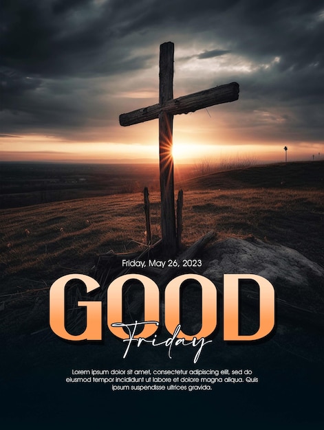 a good friday poster template with cross background