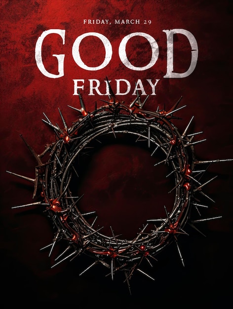 PSD good friday poster template with cross wood