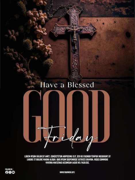 PSD good friday poster template with photo