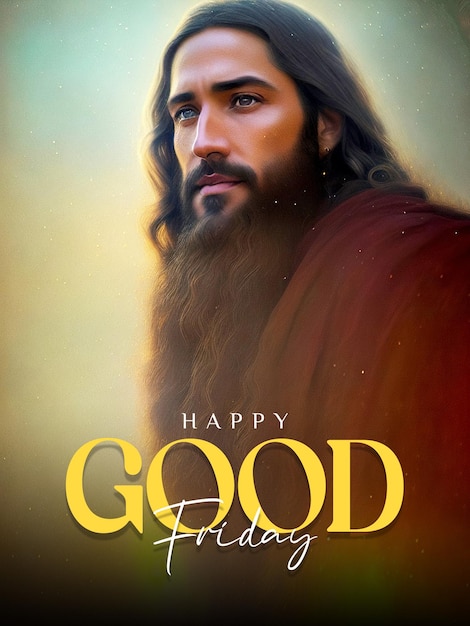 PSD good friday poster with jesus christ background